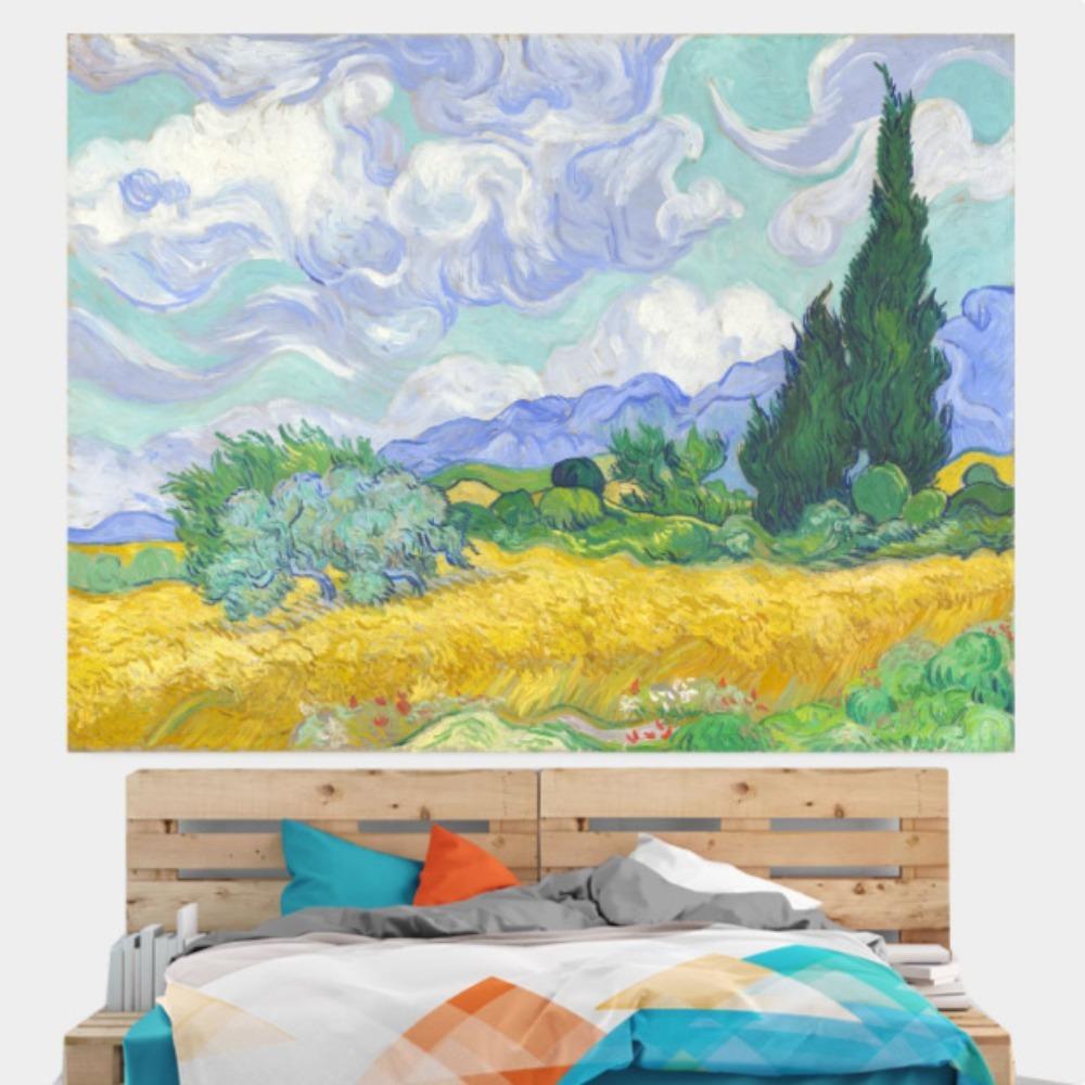 Landscape Background Cloth Ins Hanging Cloth Art Living Room Wall Cloth Bedside Decoration Tapestry Bedroom Wall Blanket