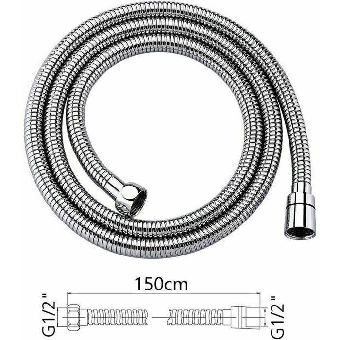 Flexible de Douche - YYV - Universel - 1,5 m - Anti-Torsion - Acier Inoxydable Chromé