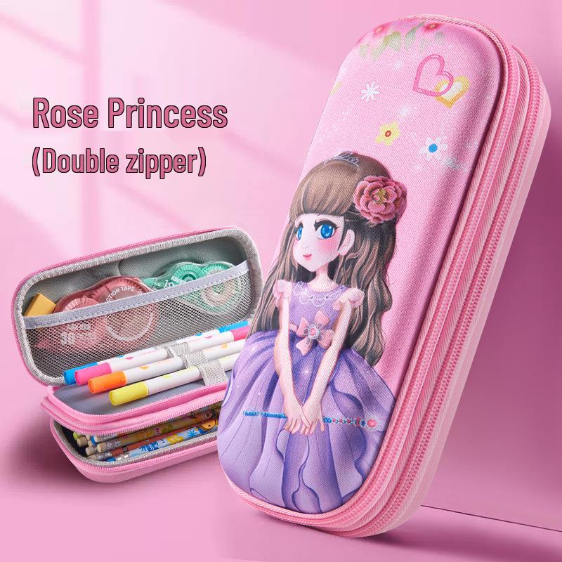 Double Layer 3D Zipper Pencil Case - Large Capacity for Elementary School Students
