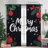 2pcs 2D flat printing Merry Christmas Window Curtains Merry Christmas leaves Durable 100% Polyester Fabric Without Electricity