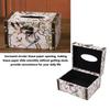 Tissue Box Cover Retro Rectangle Vintage PU Leather Wood Decorative Facial Tissue Holder