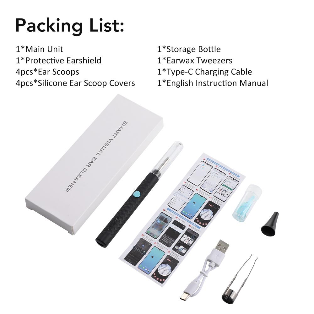 Ear Cleaner with Camera Set Ear Wax Removal Tool HD Ear Sticks Otoscope Endoscope Wax Removal Tool Earpick Ear Cleaning Set