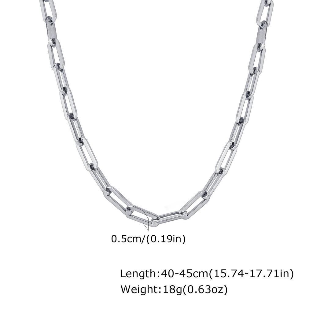 18K Gold Women's Stainless Steel Rectangular Link Chain Necklace - European & American Style Jewelry 1822.