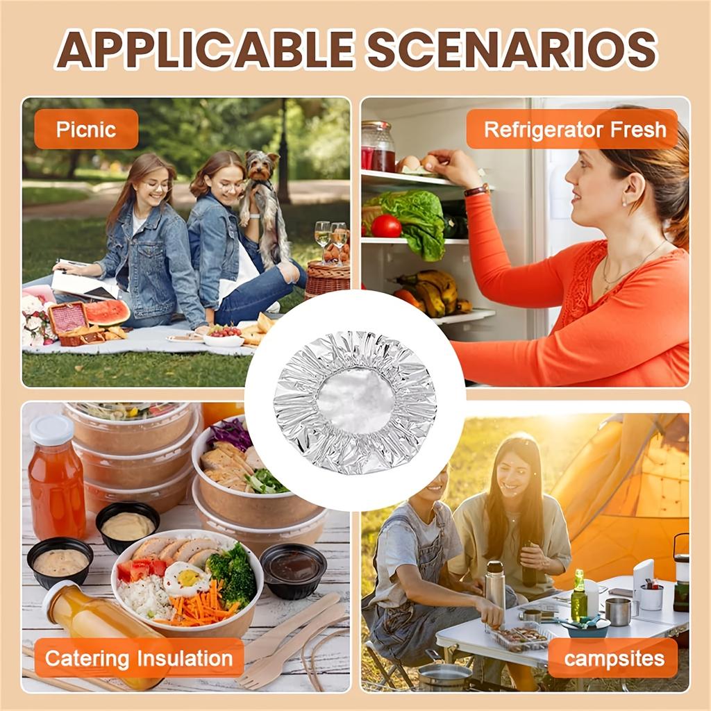 10/100 Stück Aluminiumfolienabdeckung Hitzebeständige Isolierabdeckung für Schüsseln Teller Warmhalten von Speisen Frischhaltefolie Küchenlebensmittelqualität