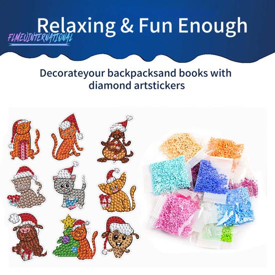 1 Set Diamant-Malerei-Aufkleber, DIY-Weihnachtsaufkleber-Set, lichtbeständiger Strass-Aufkleber für Kinder und Erwachsene