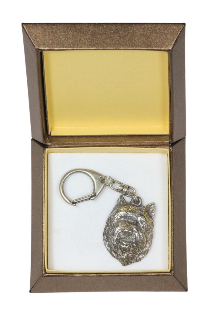 Cairn Terrier II - Silver-plated key ring with a dog in a gift box, handbag decoration, backpack pendant by Art-Dog brand