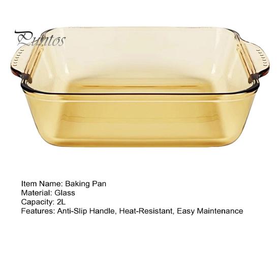 Heat Insulated Pan 2L Glass Baking Dish, Square Dishes for Oven, Dish Oven Tempered Casserole Brownies Meatloaf Desserts Microwave Safe Bakeware