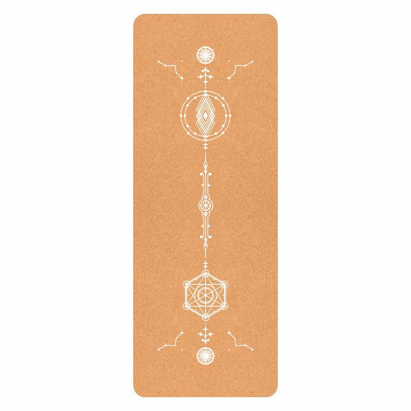 Natural Cork Rubber Yoga Mat Custom Printed Chakra Pattern Non Slip Sweat Absorbent Fitness Pilates Exercise Pad Home Gym Mat