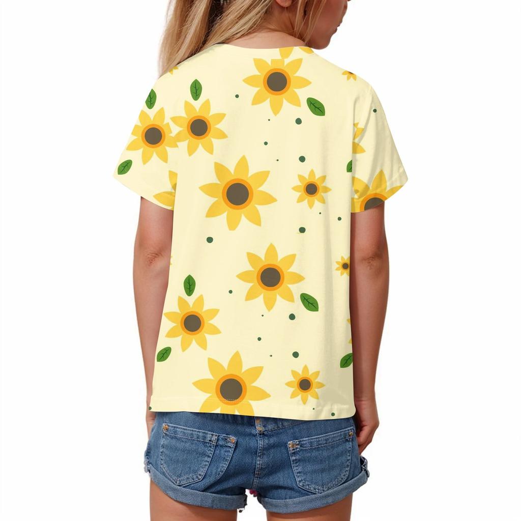 Children's Casual Short-sleeved Printed Round Neck Fashionable T-shirt Top