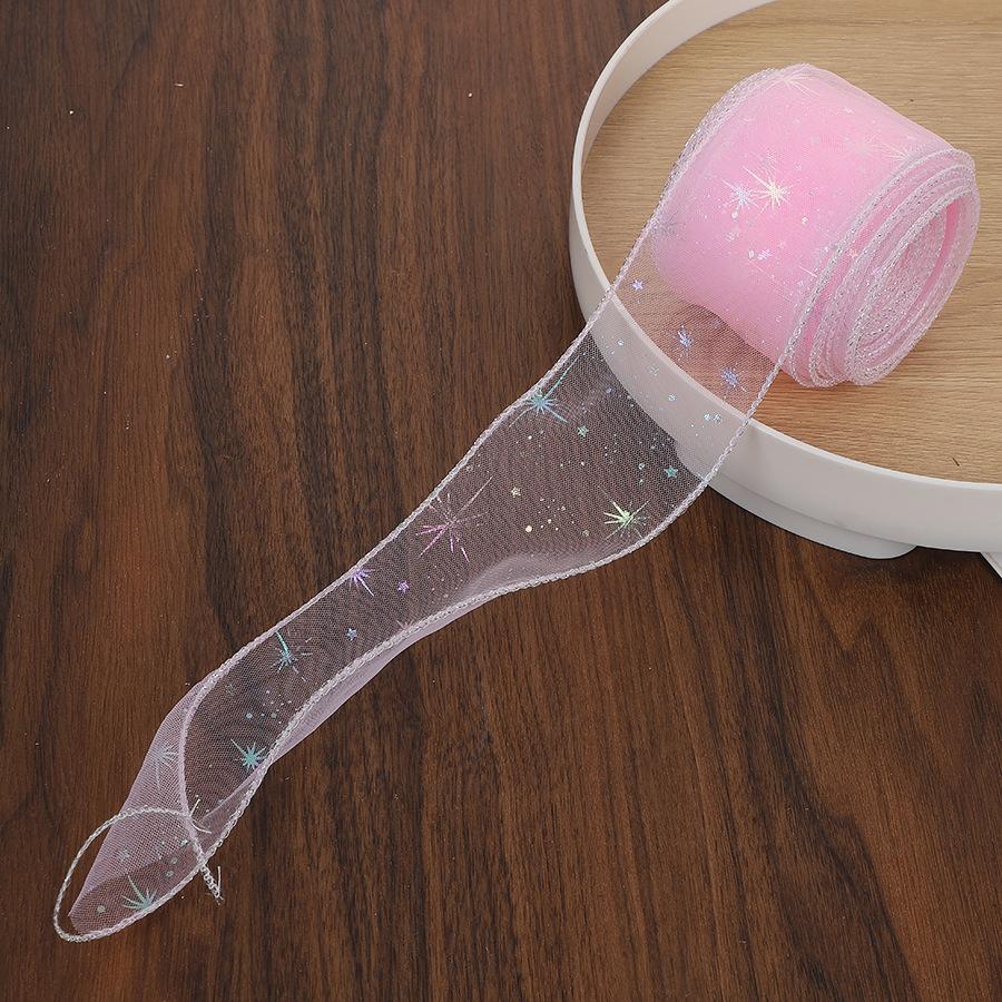 10Yards/Roll Colorful Starry Sky Yarn Organza Ribbon DIY Hair Accessories Handmade Gift Flower Packaging Wedding Party Decor