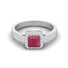 6MM Square Shape Ruby Halo Accent 925 Sterling Silver Women Wedding Engagement Ring