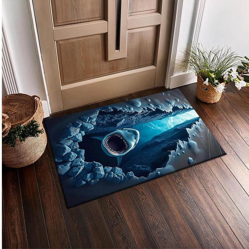 3D Shark Area Rug, for Bedroom, Porch, Living Room, Kitchen, Bathroom, Office, Indoor Decor, Bedroom Decoration, Floor Mat