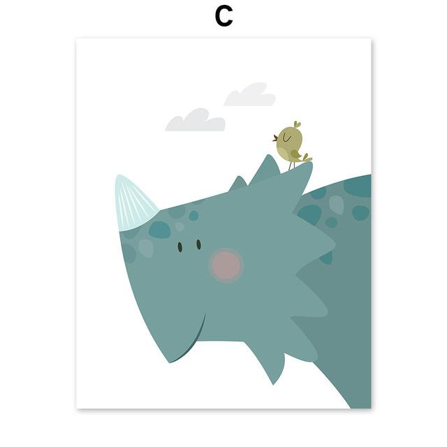 Nordic Cartoon Art Decoration Dinosaur Alphabet Poster for Wall Decoration of Kindergarten Children's Room