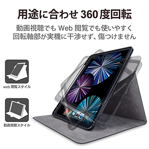 Elecom IPad Pro 11 4th/3/2nd Generation (2022/2021/2020) Case 360 Degree Rotation Auto Sleep Compatible Black TB-A21PMSA360BK
