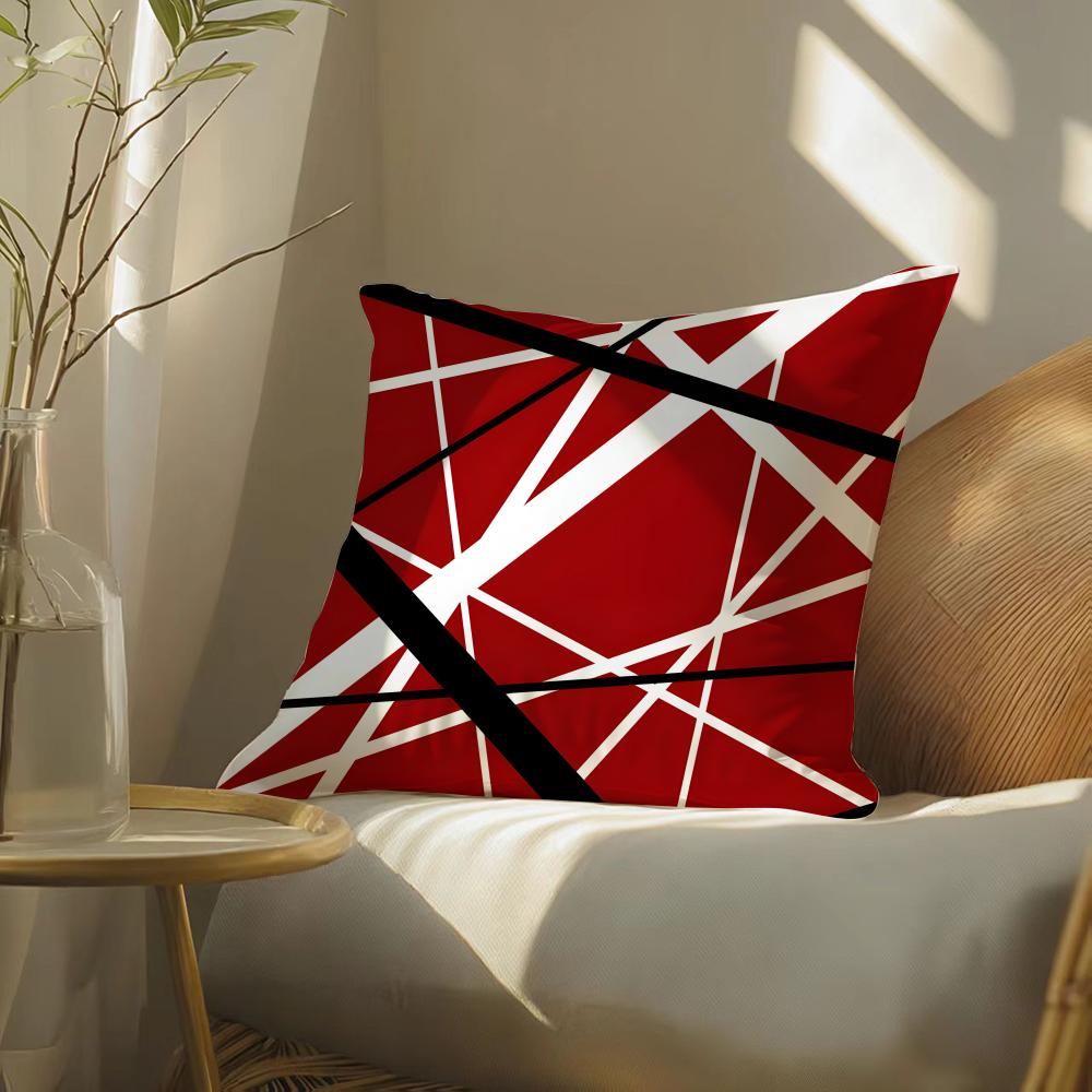 Van HHalen Rock Band Pillow Case DoubleSided Plush Sofa Cushion Covers Organic Breathable Invisible Zipper