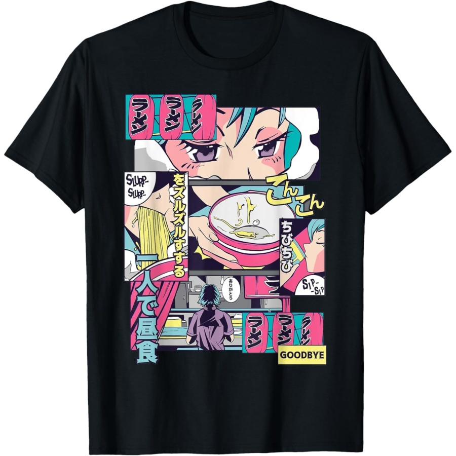 

90s Japanese Vintage Kawaii Ramen Anime Manga Girl T-Shirt XXXXXL чорний