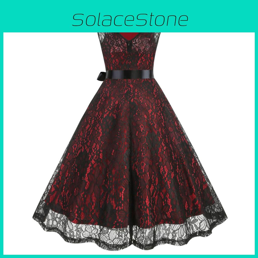 Abito da cocktail in pizzo vintage anni '50 con motivo floreale per la festa di Halloween