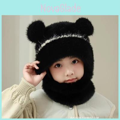 Kids Knitted Hat With Neck Warmer For Winter Girls Boys Warmth And Windproof