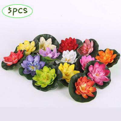 5 Stücke Künstliche Gefälschte Schwimmende Seerose Blume Teich Pflanze Garten Pool Dekor