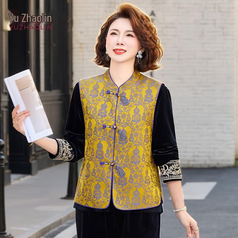 YUZHAOLIN Women s New Chinese Style Velvet 3-Piece Set XL