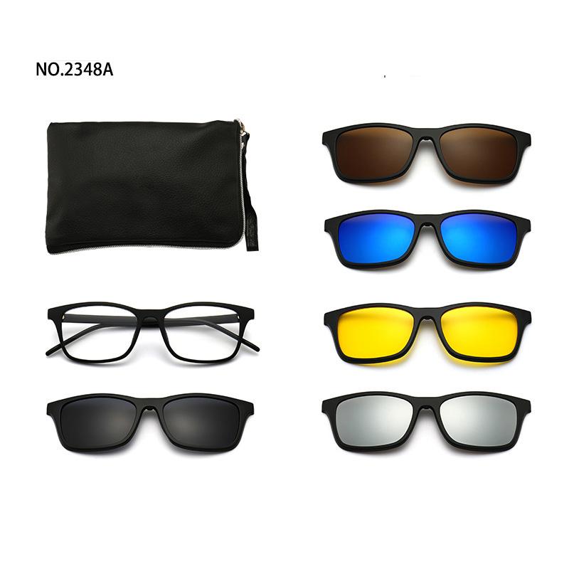 6 In 1 Men Women Optical Magnetic Sunglasses Clip Magnet Clip on Sunglasses Polaroid Clip on Sun Glasses WIth Box