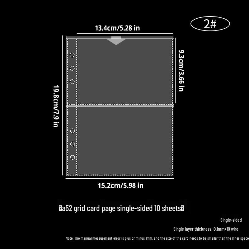 A5 6-Hole Card Album Pages, Four-Grid Compact Design, 3-Inch Loose-Leaf Replacement for Small Card Storage.