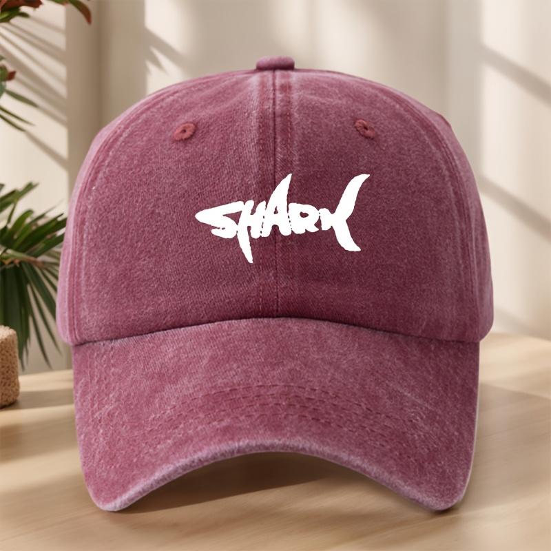 Unisex-Baseballkappe mit Haifischmuster und gewaschenem Retro-Design, geeignet für Camping im Freien und Freizeitsport,