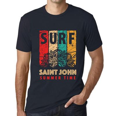 Herren Vintage T-Shirt Grafik T-Shirt Surf Summer Time Saint John Navy