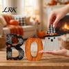 Playful Halloween Desktop Decorations Wooden BOO Ornaments, Lettering Decorations, Rustic Bat Pumpkin Ghost Tiered Tray Table Signs for Tabletop