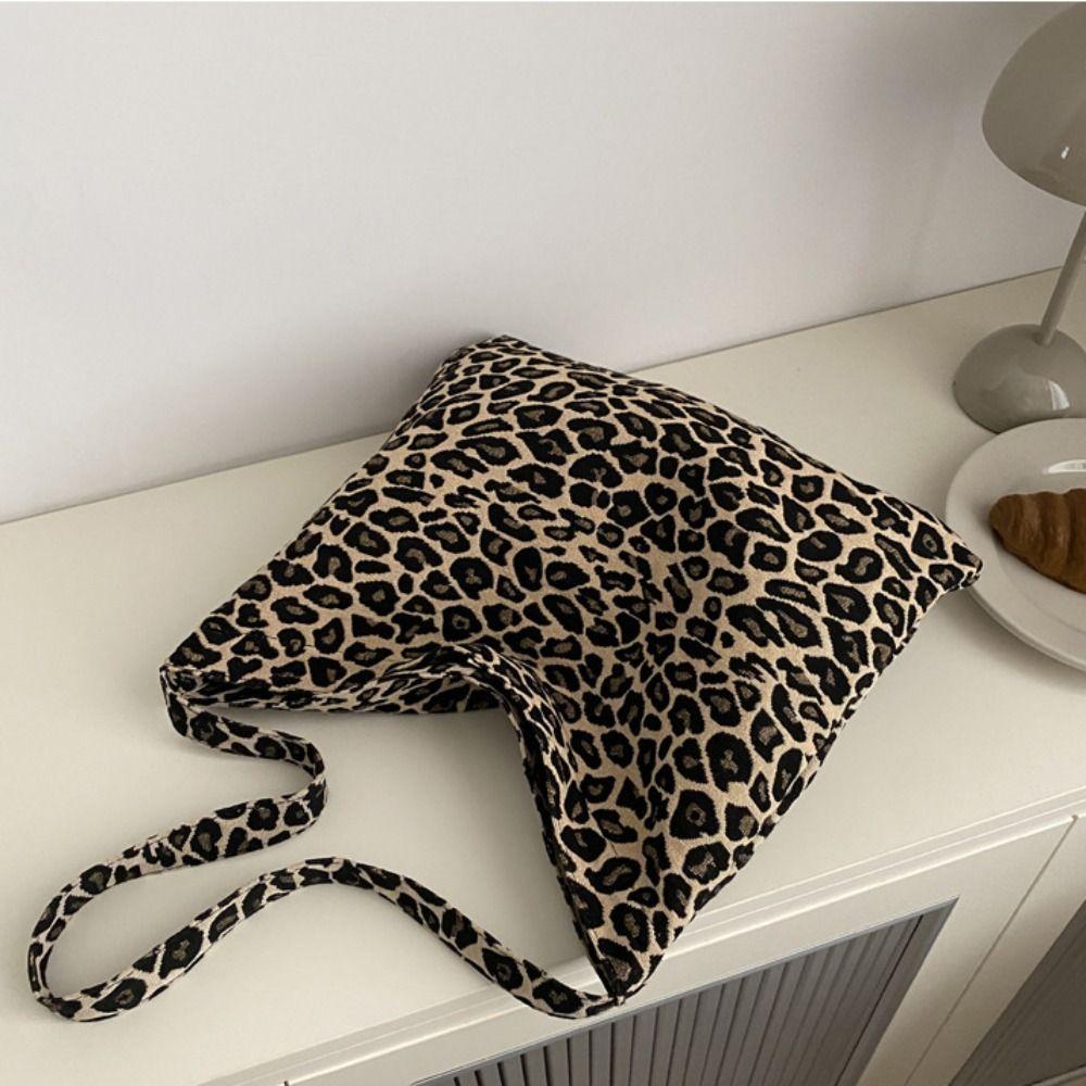 Cloth Leopard Print Crossbody Bags Retro Messenger Bag Vintage Shoulder Bag  Outdoor