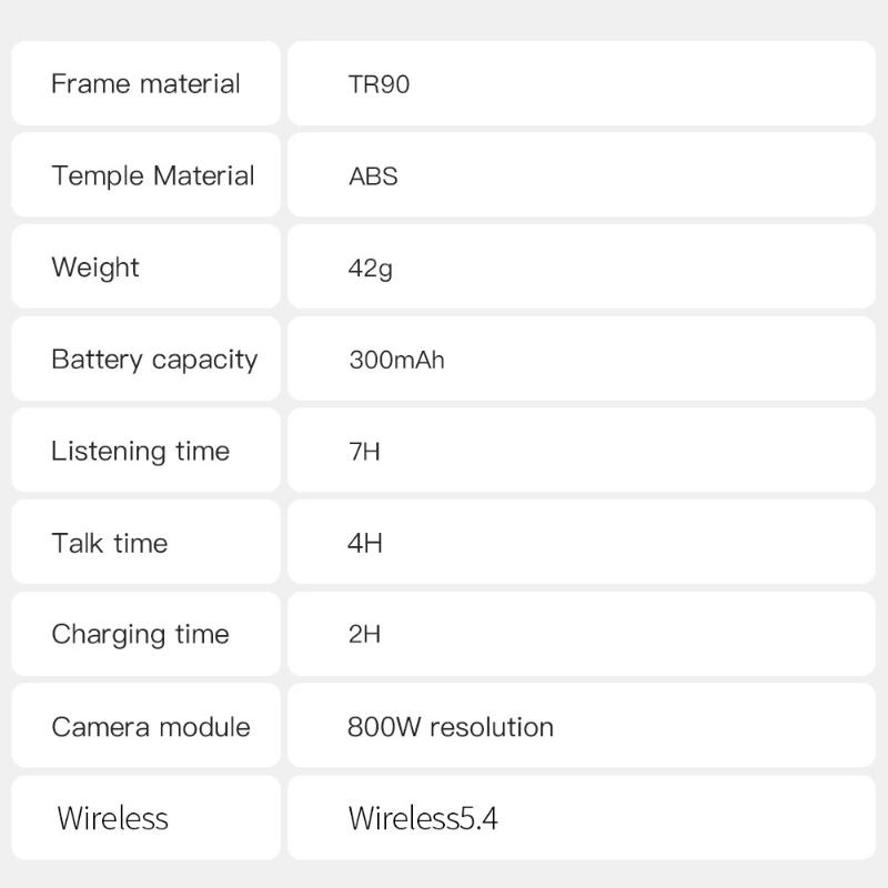 Occhiali Intelligenti con Fotocamera da 8MP Registrazione Foto Video HD Traduzione AI Lenti Fotocromatiche Chiamate Bluetooth Musica Assistente Vocale Occhiali Batteria da 300mAh Unisex