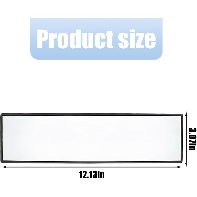 Mandark Car Rear View Mirror, 12 Inch Panoramic Clip On Convex Auto Rearview Mirror, HD Anti Glare & Wide Viewing Range Vehicle Interior Accessories,