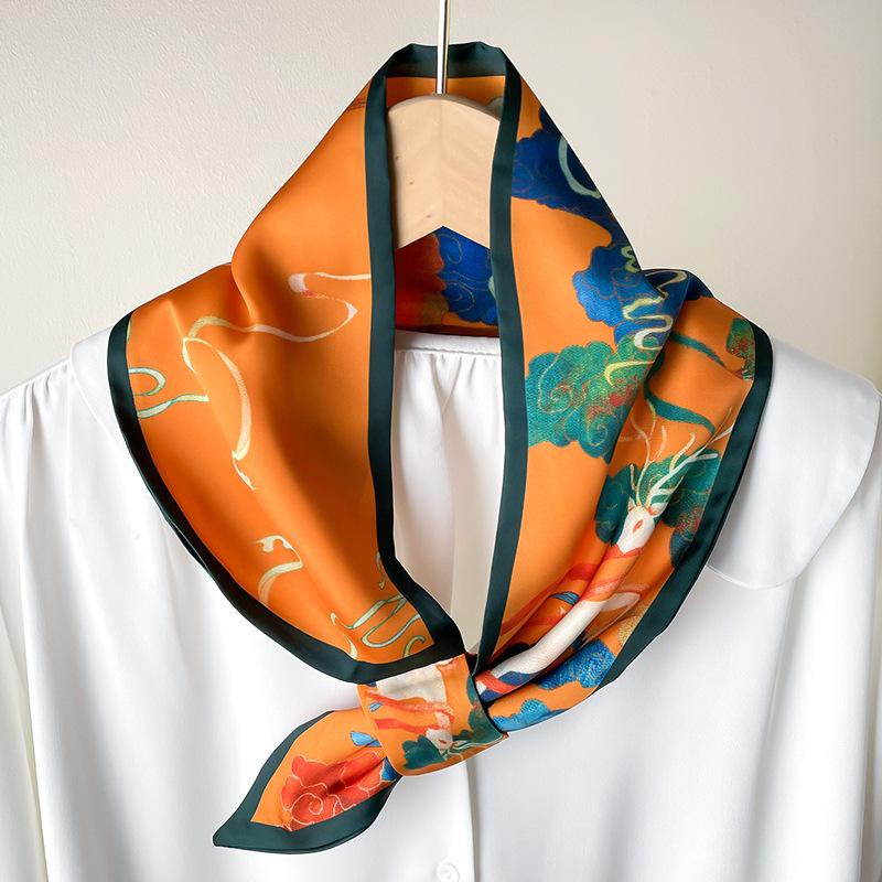 2025 Neckerchief Female Luxury Square Scarf for Women Silk Shawl Satin Hijab Fashion Wraps Hair Bands Ribbon Headband Bandana