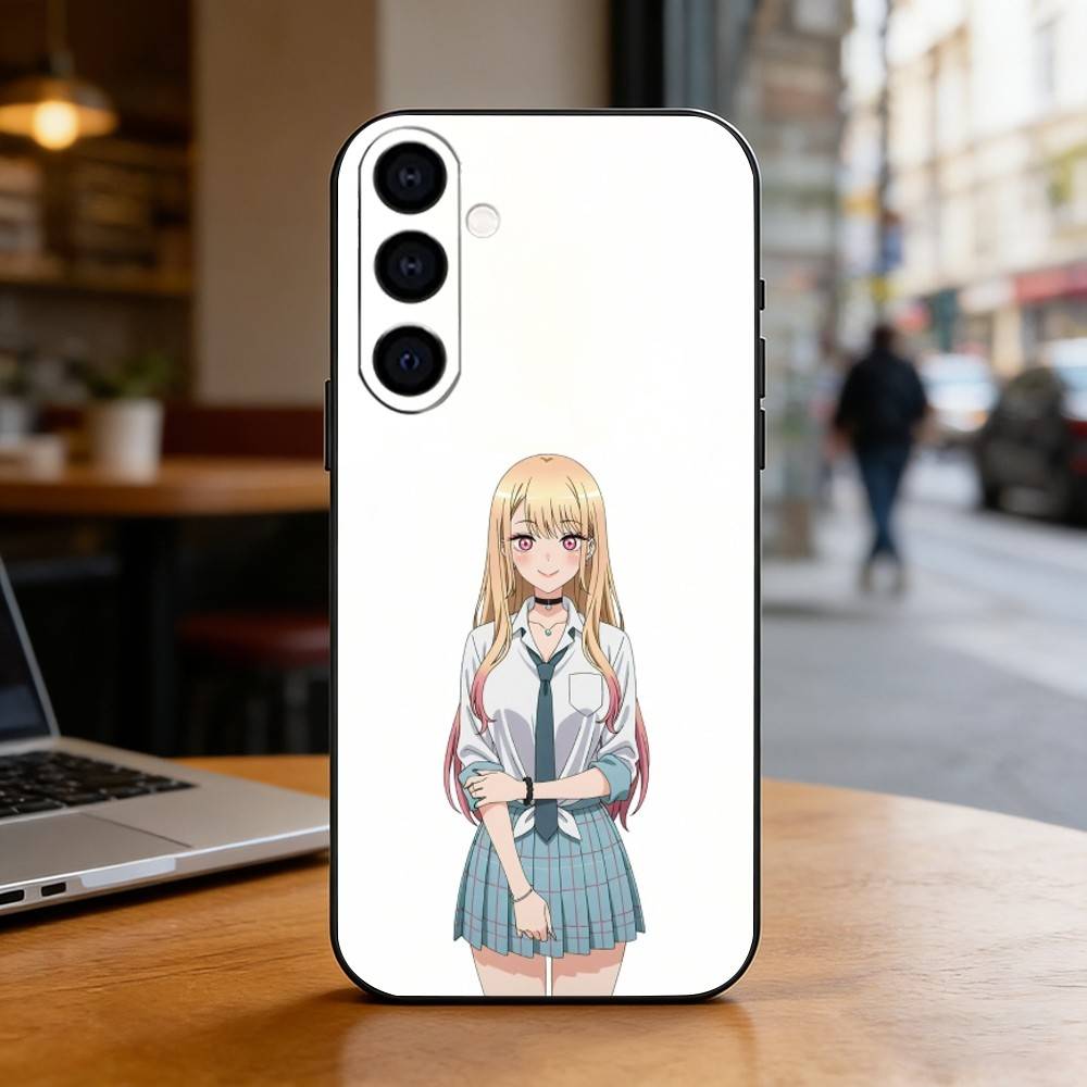My Dress Up D-Darling Marin Kitagawa Phone Case Black Silicone Soft For Samsung Galaxy A73,A72,A71,A70,A53,A52,A51