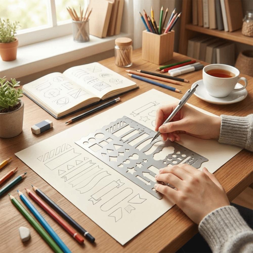 Hollow Design Scrapbooking Ruler Precision Geometric Shapes Stencil Rulers  Scrapbooking