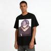 Anime Style V-neck Top With Purple-haired Handsome Guy Print Casual Loose Comfortable Daily Wear Pure cotton T-shirt