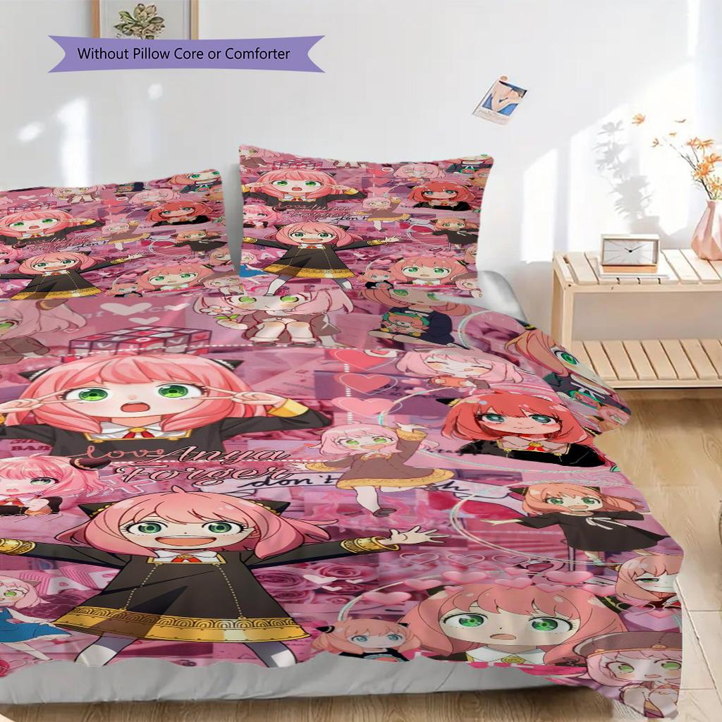 Anime Set Cute Characters Threepiece Set 1 Duvet Cover 2 Pillowcase Without Core Bedding Set Christmas Birthday Gift Soft And Comfortable