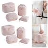 4Pcs/Set Corduroy Makeup Bag Travel Lattice Cosmetic Organizer Set Portable Cute Mini Pouches Storage Case Clutch Women Girls Makeup