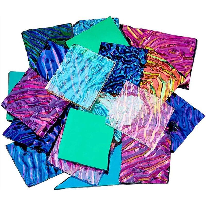 Premium-2X Fusible Glass Sheets 112G Dichroic Glass Scrap Microwave Kiln Art Pieces Mixed Color