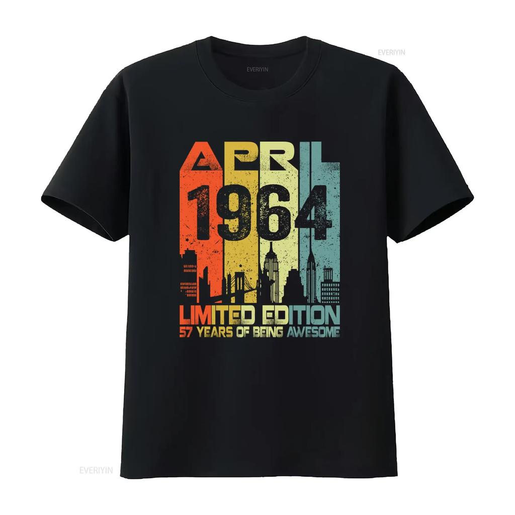 Vintage April 1964 57 Years Of Being Awesome Limited Edition T Shirt vintage Washed Stretched graphic homme Casual Comfortable