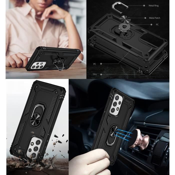 Coque - Phonillico - Samsung Galaxy A53 5G - Antichoc - Militaire - Anneau Rotatif 360°