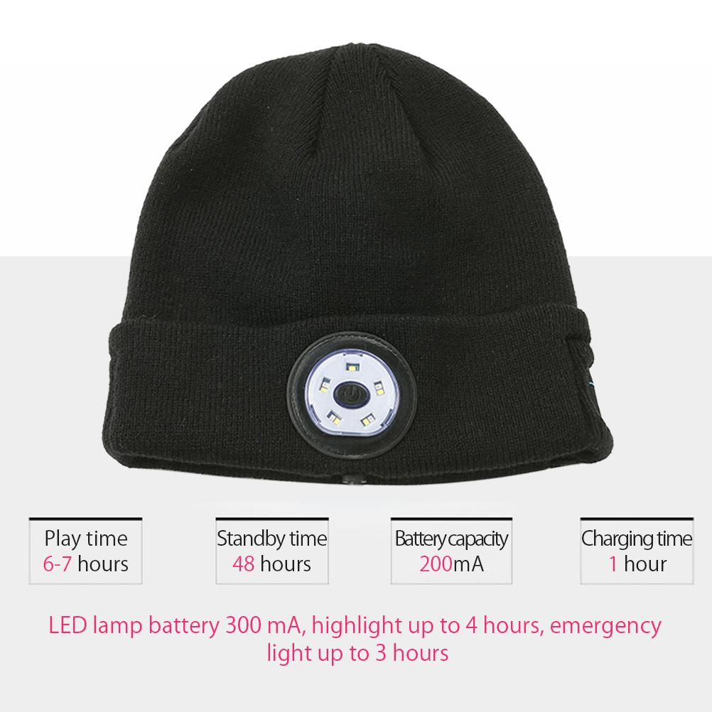 Bluetooth 5.0 LED Beanie Hat with LED Light Built In Stereo Speakers and Mic Warm Hat for Sports and Outdoors LED Beanie Hat