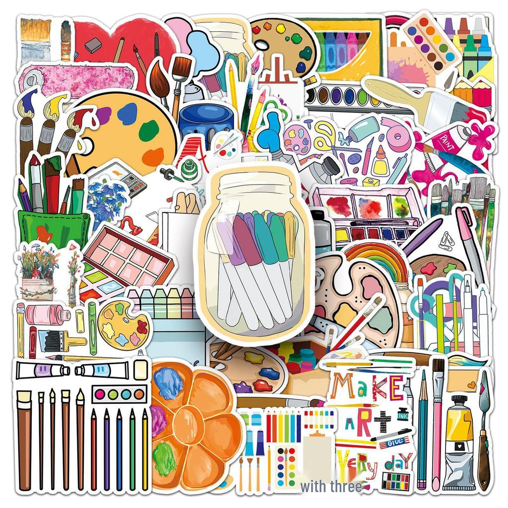 50pcs Creative Cartoon Waterproof Stickers for Planner & Stationery