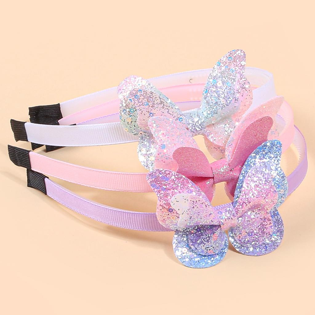 3pcs Glitter Hair Bows Headbands for Girls Kids Plastic Hairbands Sparkly Butterfly Bows Headband Children Hair Aceessories