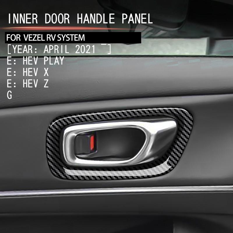 Car Interior Carbon Fiber Door Handle Frame Cover Trim Accessories For Honda HRV HR-V Vezel