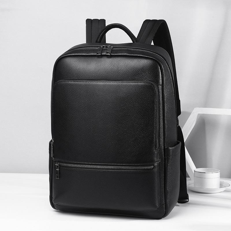 Large Capacity Men's Cowhide Leather Backpack - Casual and Business Travel Shoulder Bag In Fashionable Style