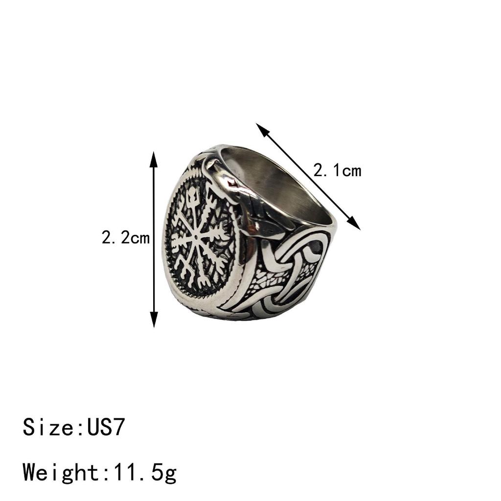 Viking Thor's Hammer Stainless Steel Punk Runic Ring for Men