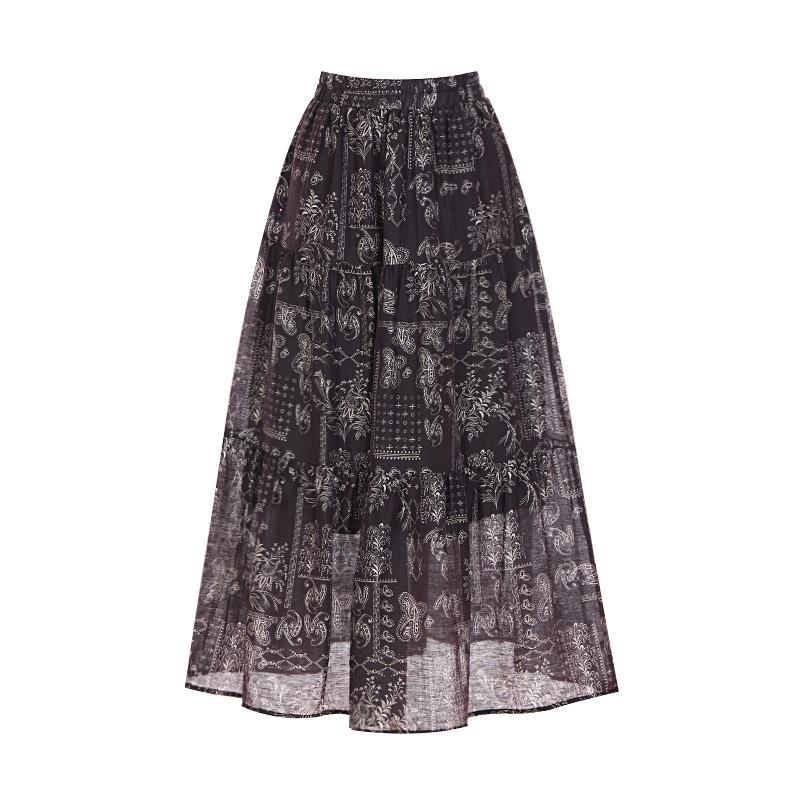 TVIEW Pattern Banding Flare Skirt_V6B-Csk012