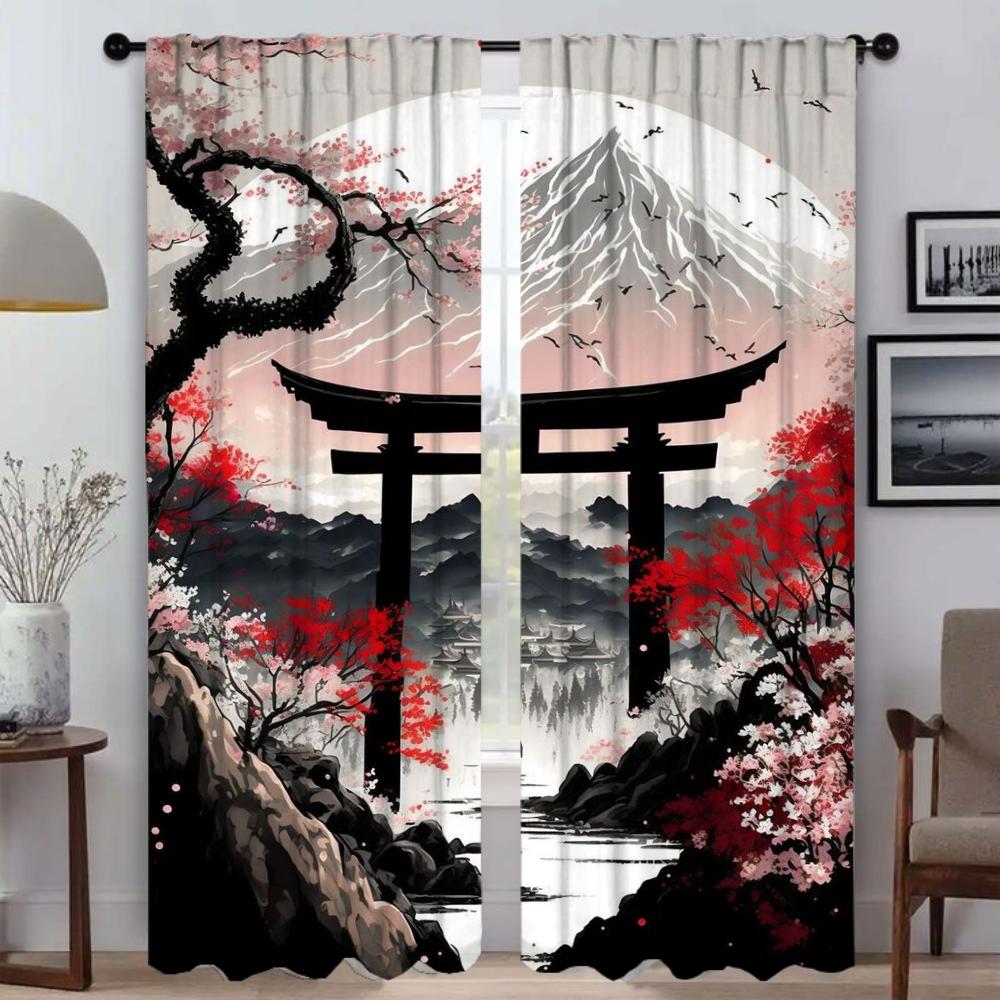 

Блэкаут кухонные шторы детская комната шторы в японском стиле для спальни оконные шторы жалюзи украшение на Хэллоуин перегородка W96xH213cmx2pcs-CL