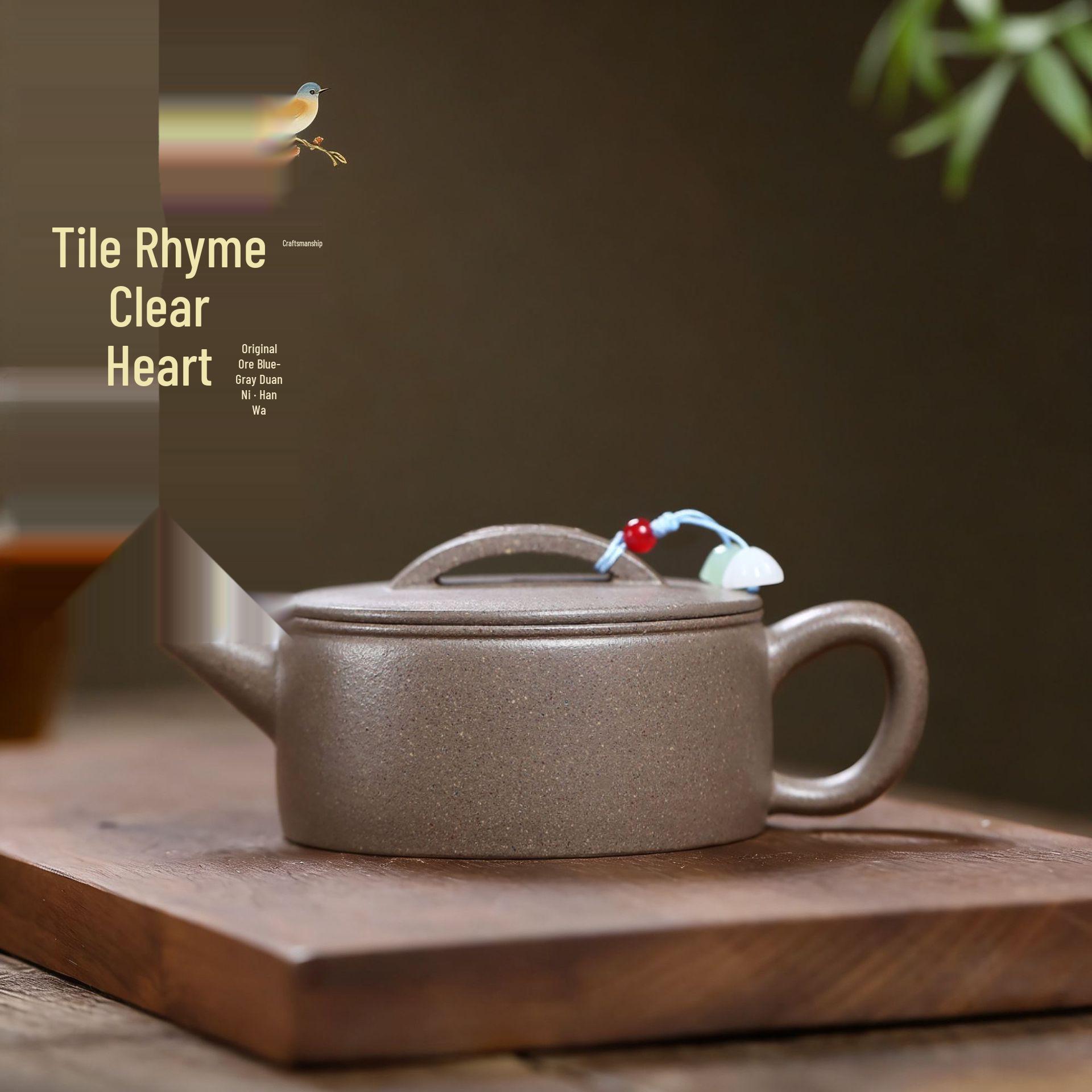 Handcrafted Ore Green-Gray Duan Ni Yixing Zisha Teapot for Gongfu Tea 160CC
